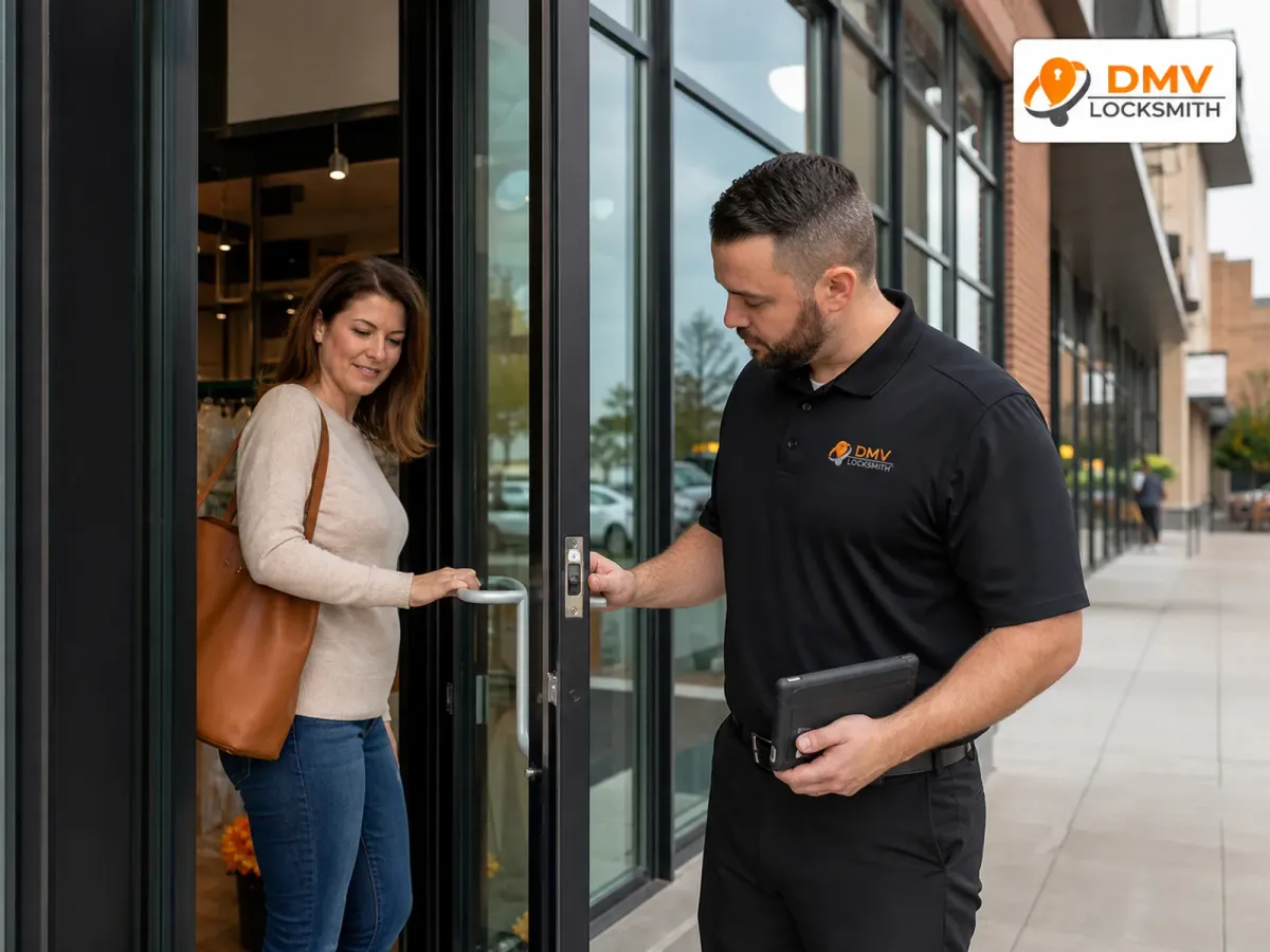 Finished commercial electronic lock installation by DMV Locksmith Services